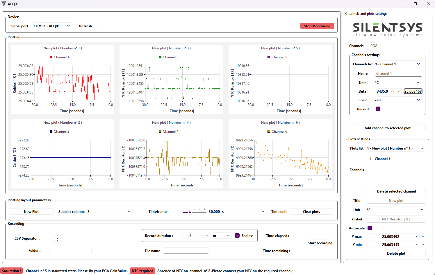ACQ-01 software interface